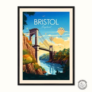 Bristol Clifton Bridge Print, Travel Poster, England Art, Travel Gift, Gallery Wall, Framed Bristol Prints