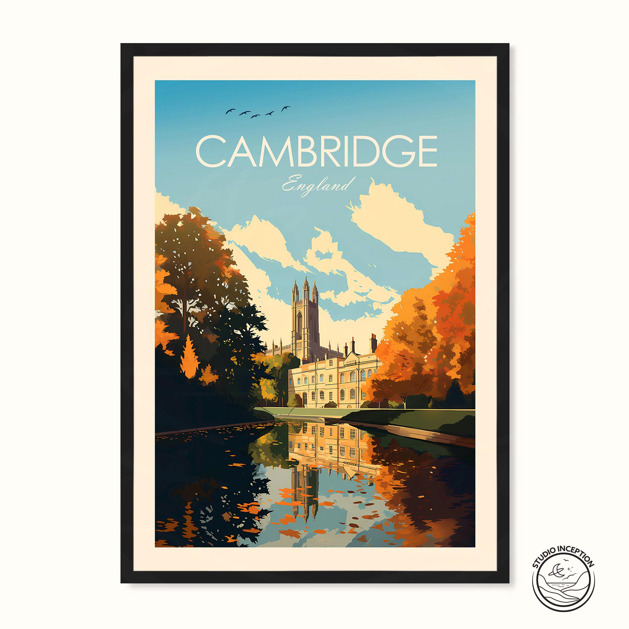 Cambridge Traditional Travel Print Cambridge Travel Poster Cambridge ...