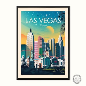 Resetavla i Las Vegas med Frihetsgudinnan i Nevada, konstavla, resetavla, reseposter, väggkonst bild 1