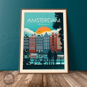 Amsterdam Print, Netherlands Wall Art, Holland, Amsterdam Poster, Travel Art, Travel Print, Wall Art, Travel Poster, Living Room Prints immagine 7