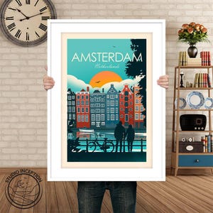 Amsterdam Print, Netherlands Wall Art, Holland, Amsterdam Poster, Travel Art, Travel Print, Wall Art, Travel Poster, Living Room Prints immagine 2