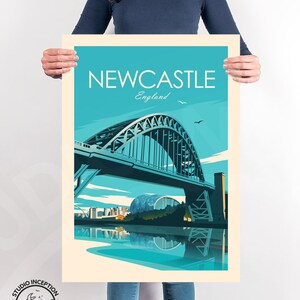 Newcastle print, The Tyne Bridge, England Print, England Poster, Art Print Travel Poster by Studio Inception