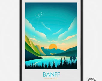 Banff Canadian National Park Poster, Banff Print Travel Poster, Travel Print, Art Print, Travel Gift, Wedding Gift, Honeymoon Gift