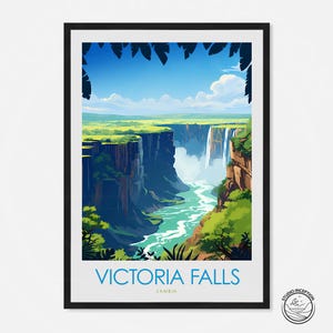 Victoria Falls Print, Zambia Poster, Africa Wall Art, Living Room Decor, Personalised Travel Gift, Framed Landscape Prints for Travel Lovers