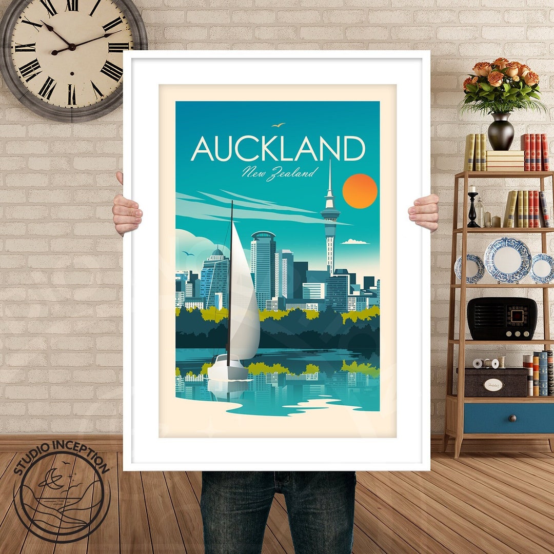 New Zealand Travel Print, Auckland Print, Auckland Art, New Zealand