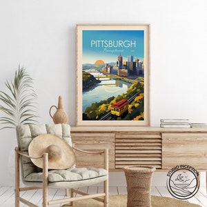 Impression voyage Pittsburgh, art mural Pittsburgh, Ohio, cadeau Pittsburgh, affiche de la Pennsylvanie, tenture murale de l'Ohio, décoration d'intérieur, art mural image 7