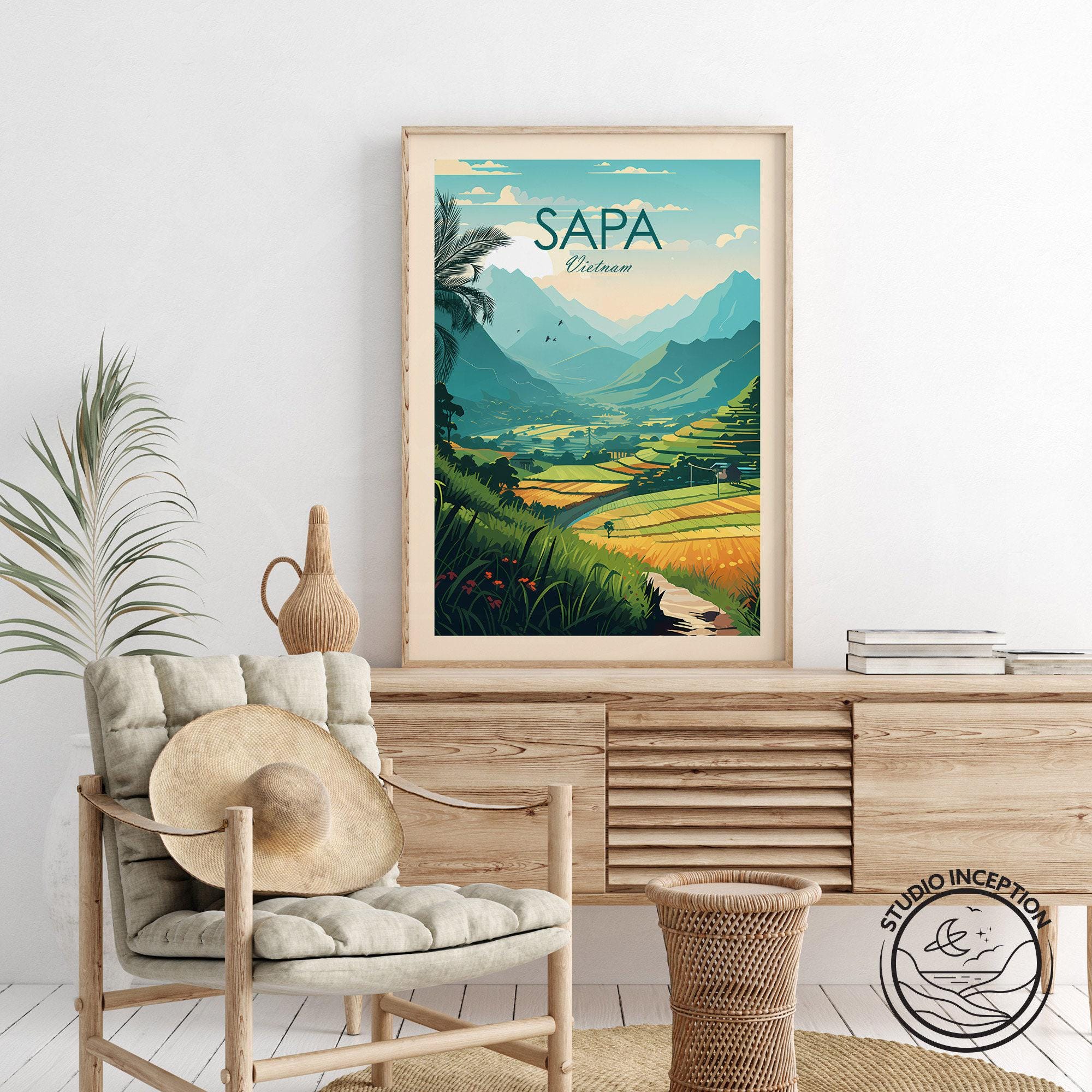 Sapa Lettering Sapa Art Print Sa Pa Travel Poster Vietnam Art Sapa Wall Art Asia ...