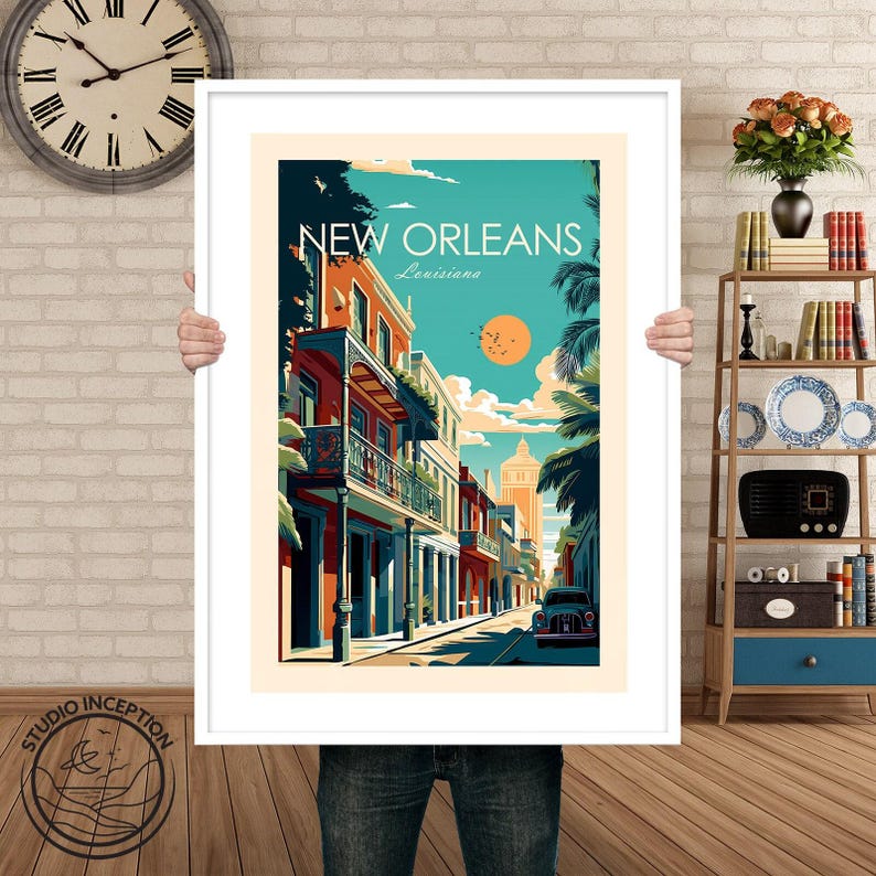 New Orleans Traditional Travel Print Louisiana Wall Art United States Poster New Orleans Gift Custom Travel Art Prints image 2