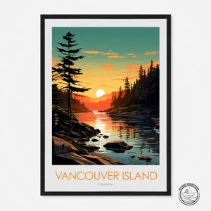 Vancouver Island Minimal Print Canada Travel Poster Gift Wall Art Home Decor Wanderlust