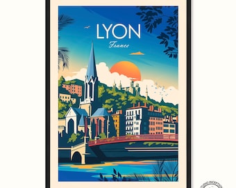 Lyon Print, France Travel Poster, Lyon poster, France print by Studio Inception