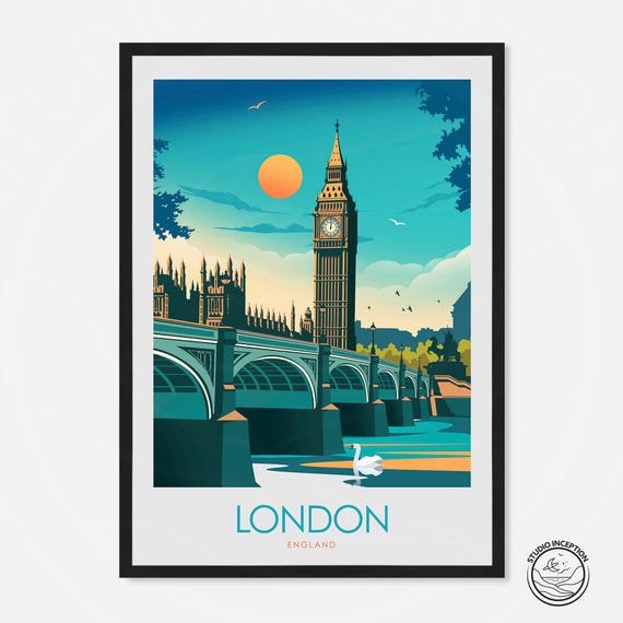 London Print minimal style, London Poster, London Gifts, Big Ben, Travel Print, Travel Poster, Wedding gift, Birthday present.