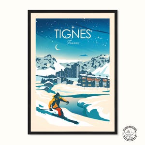 Ski Tignes France Print Poster - Skiing Art - Tignes France - Skiers