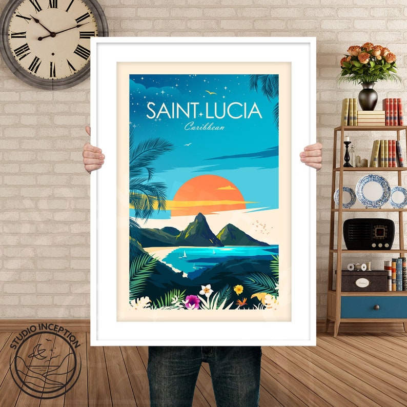 Saint Lucia travel print Caribbean image 2