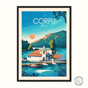 Corfu Print Greece traditional Print Poster, Greece Travel Print, Wall Decor by Studio Inception