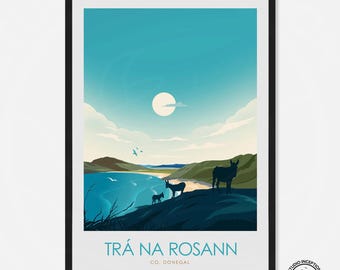 Ireland Print, Tra Na Rossan Bay Beach Donegal Travel Poster, Visit Ireland Art Print, Irish Prints, Irish Poster, Donegal Print, Art Print