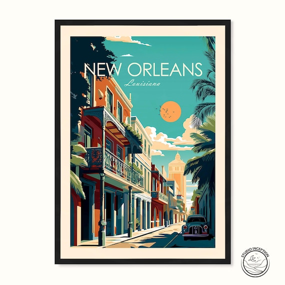New Orleans Traditional Travel Print Louisiana Wall Art United States Poster New Orleans Gift Custom Travel Art Prints