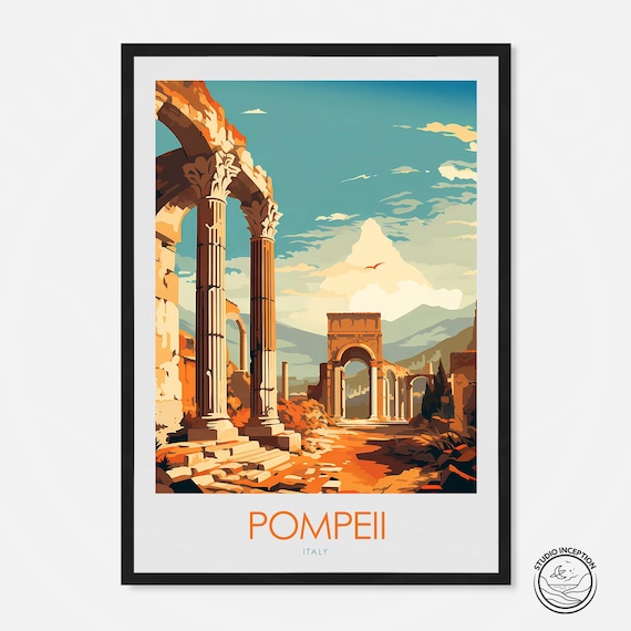 Pompeii Minimalist Print Pompeii Italy Travel Poster Gift Holiday Art Wall Hanging