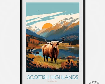 Impresión de las Tierras Altas, póster de viaje de las Tierras Altas de Escocia, regalo (Impresiones disponibles)