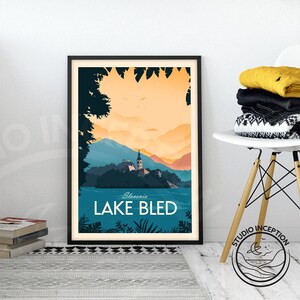 Slovenia Travel Poster Print, Lake Bled, Traditional Style Home Decor, Souvenir, Art Print, Gift, Travel Poster Wall Art image 4