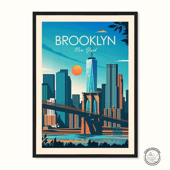 ニューヨーク・ブルックリンのトラベルプリント - ビッグアップルの
