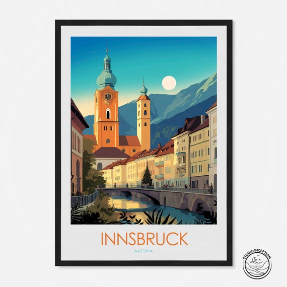Innsbruck Print Austria Poster Travel Poster Home Decor Print, Austria Wall Art, Innsbruck Art, Austria, Wall Art