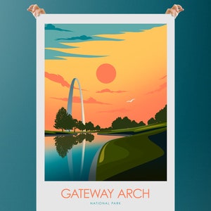 Gateway Arch National Park Travel Poster Print, Minimal Style by Studio Inception (Unframed)