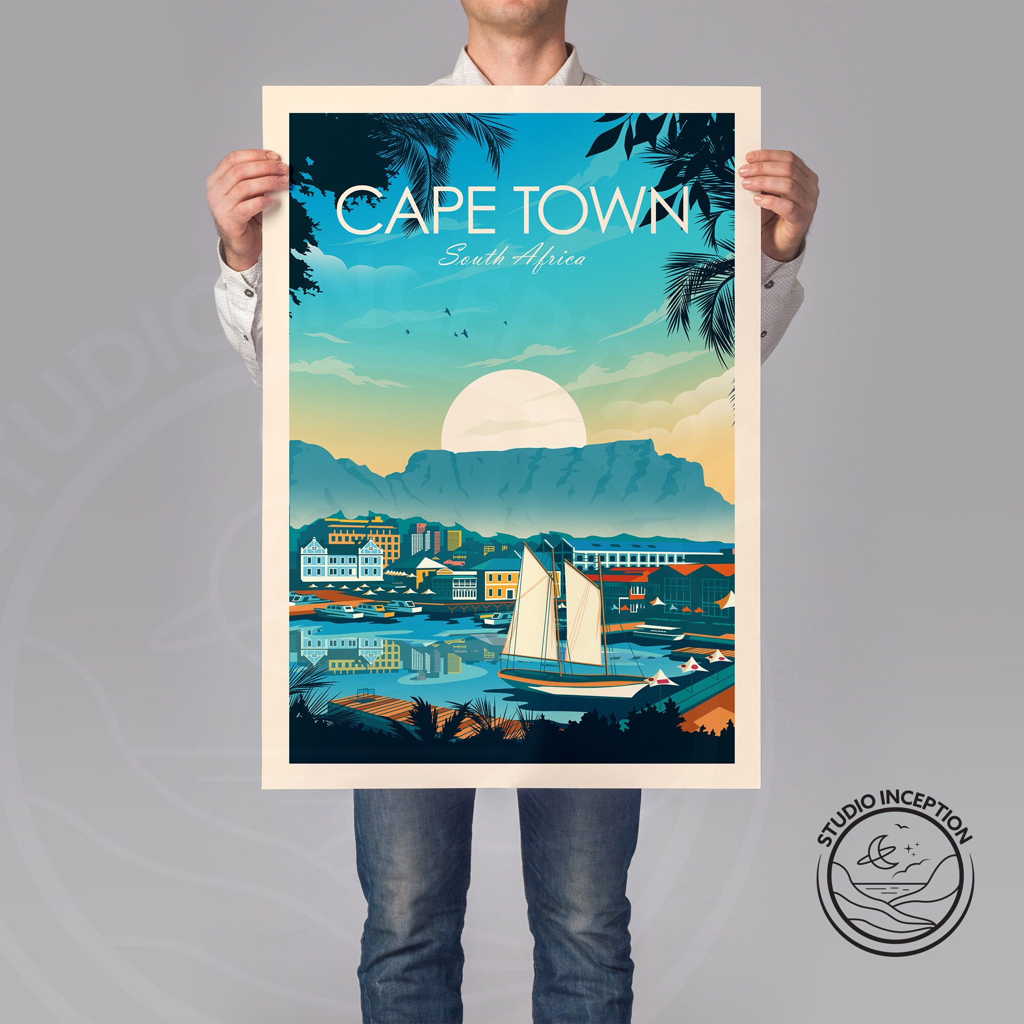 Cape Town Print South Africa Travel Poster Art Print Poster Etsy UK