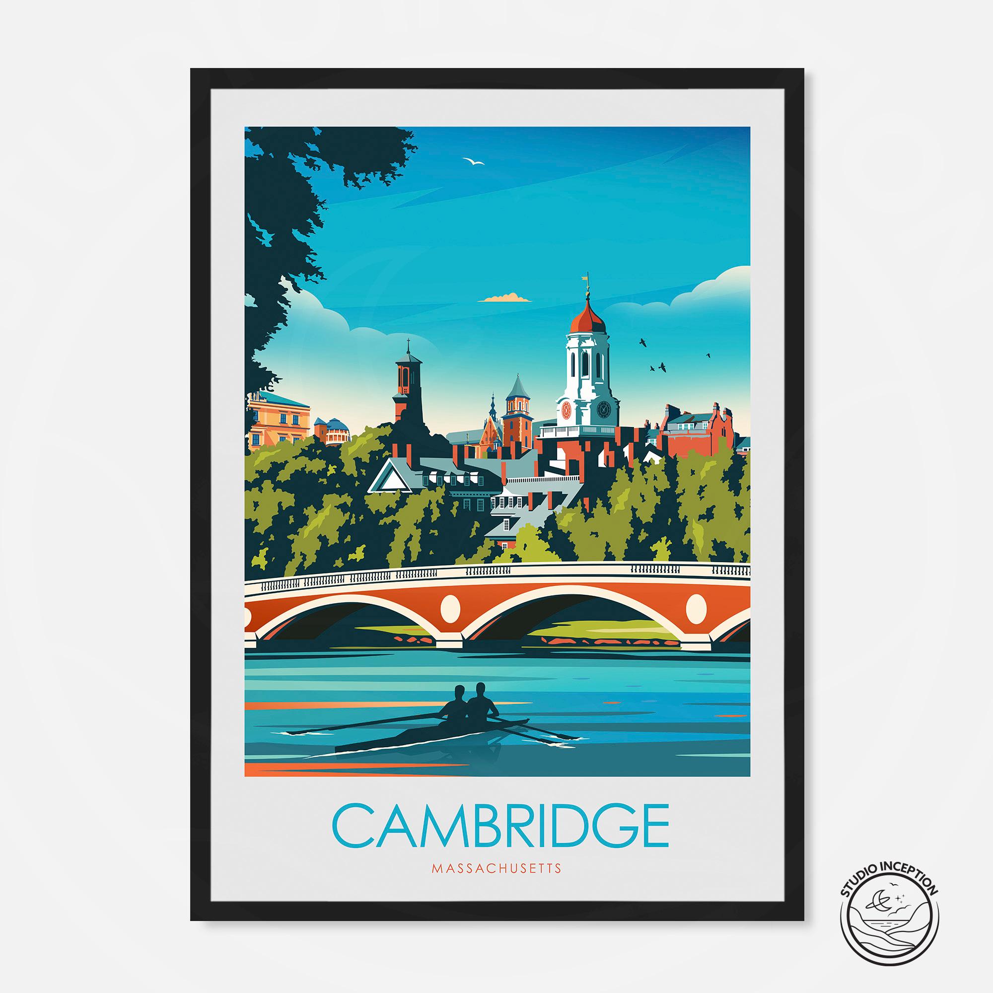 Cambridge Print, Massachusetts Travel Poster, Harvard University Wall Art, Cambridge Poster, Massachusetts Travel Gift, Custom Travel Art