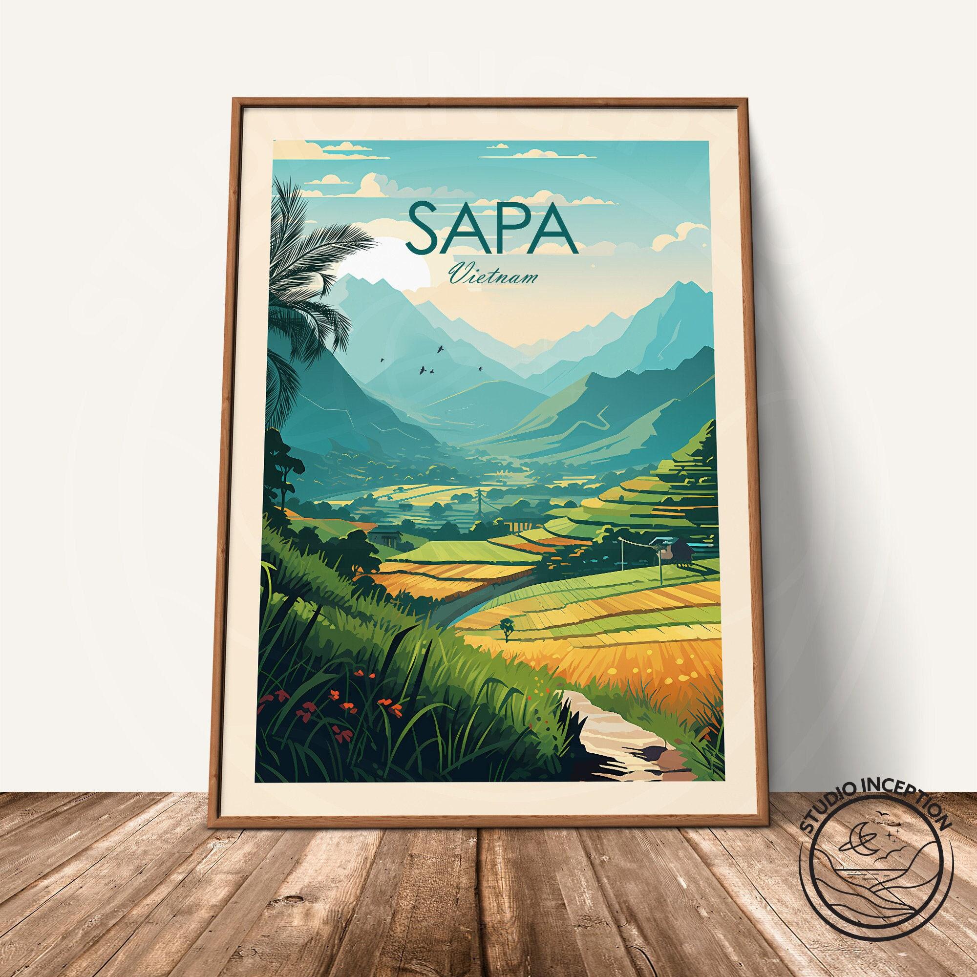 Sapa Lettering Sapa Art Print Sa Pa Travel Poster Vietnam Art Sapa Wall Art Asia ...