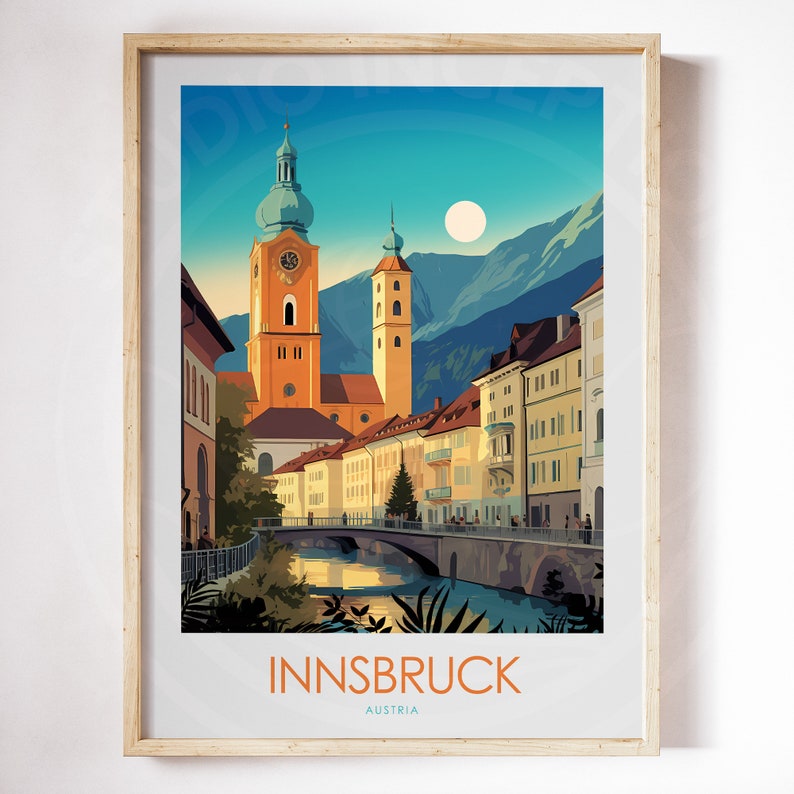 Innsbruck Print Austria Poster Travel Poster Home Decor Print, Austria Wall Art, Innsbruck Art, Austria, Wall Art image 3