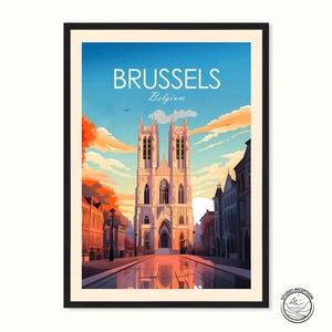 Stampa della Cattedrale di Bruxelles - Poster di viaggio del Belgio - Poster di viaggio di Bruxelles - Regalo di viaggio