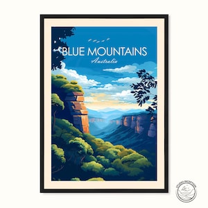 Blue Mountains Print, Australia Travel Poster, Blue Mountains Gift, Framed Prints, Travel Gift