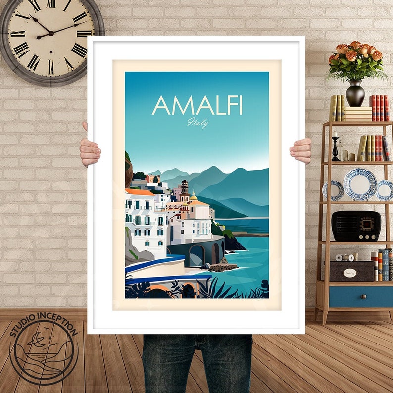 Amalfi Coast Italy Print Italy Poster Travel Poster Travel Print Amalfi Coast Art Print, Travel Gift, Italy Gift image 6