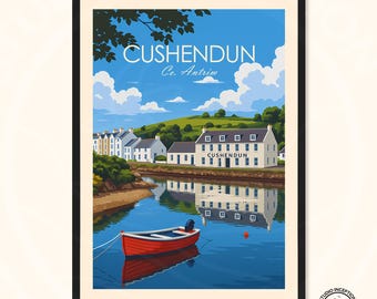 Cushendun-print, reisposter, Ierse muurkunst verkrijgbaar in verschillende maten
