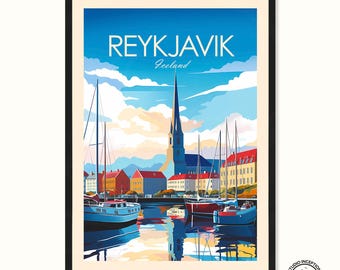 Reykjavik Reise Poster Druck Reykjavik Island Wand Kunst Wandbehang Wohnkultur Reykjavik Geschenk Reise Geschenk Geburtstag Hochzeitsgeschenk