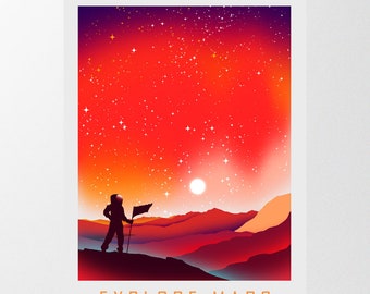 EXPLORE MARS Poster Print, Inspirational Quote, Poster Print, Astronomy print. Minimalist Poster, Wall Art, Poster Art, Prints, Art