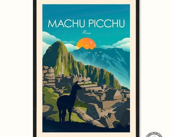Lámina de Machu Picchu Perú / Póster de viaje de Perú / Póster de Cusco Arte de pared de Sudamérica
