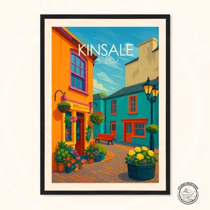 Kinsale Travel Print | Ireland Wall Art Poster | Kinsale Coastal Illustration | Irish Town Decor | West Cork Travel Gift