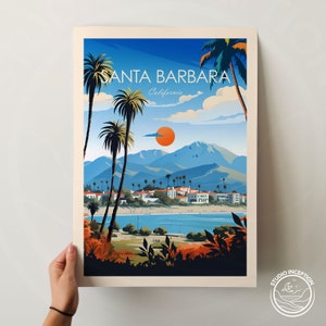 Santa Barbara Traditional Travel Print California Poster Santa Barbara Photo USA Travel Art Travel Gift with Customised Options image 9