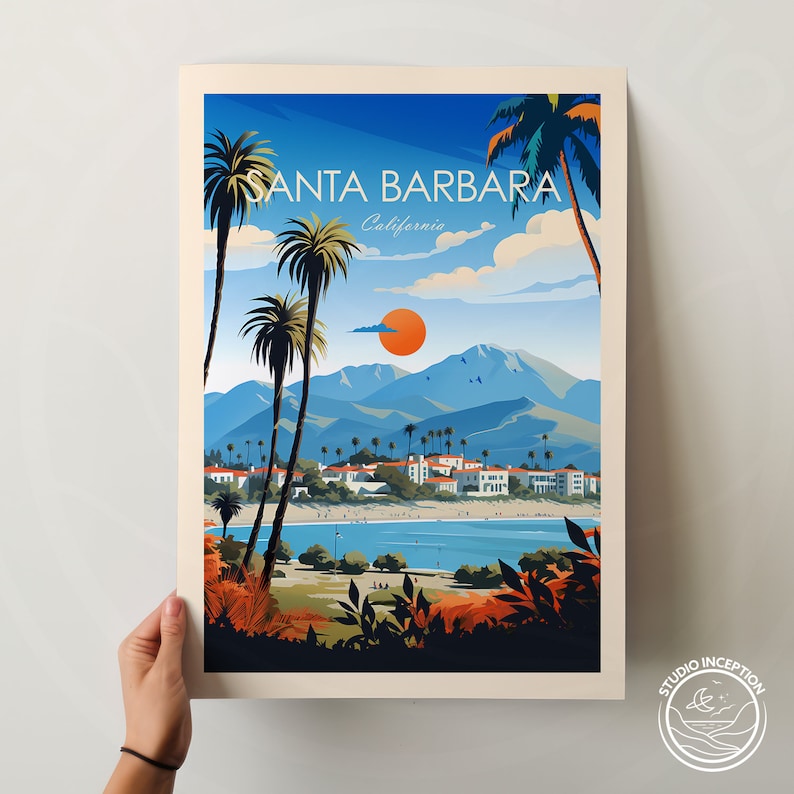 Santa Barbara Traditional Travel Print California Poster Santa Barbara Photo USA Travel Art Travel Gift with Customised Options image 9