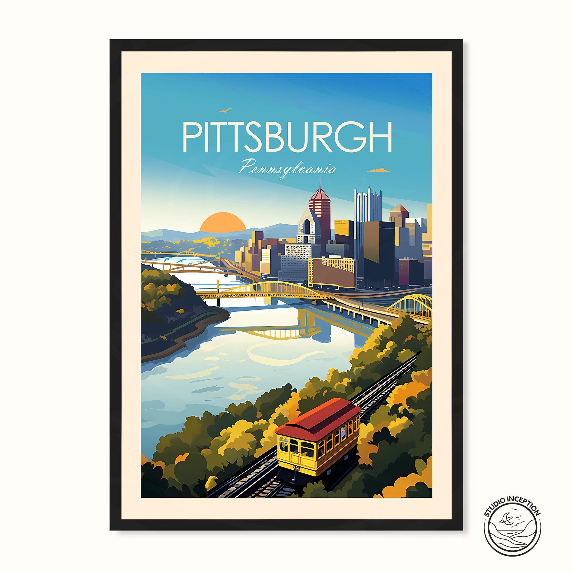 Pittsburgh Travel Print Pittsburgh Ohio Wall Art Pittsburgh Gift Pennsylvania Poster Ohio Wall Hanging Home Décor Wall Art