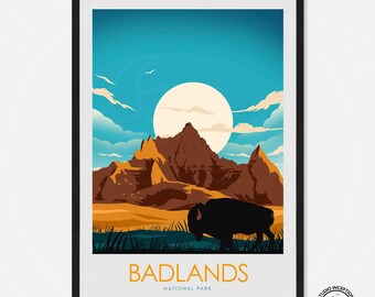 Badlands Art Print poster Home Decor Wall art Travel Poster Travel Print National Park Poster, South Dakota Print