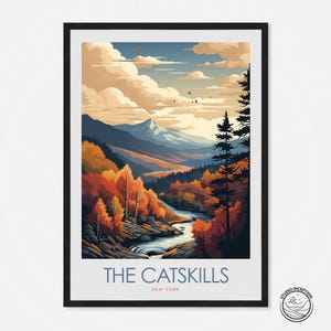 Stampa artistica di Catskills, poster di New York, stampa di Catskills, arte murale di viaggio, regalo di viaggio, arte di viaggio di Catskills, stampa incorniciata di Catskills