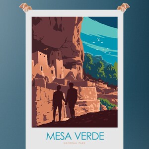 Mesa Verde National Park Travel Poster Print, Minimalist Poster, Wall Art, Prints, Wall Decor, Landscape Art, Retro Poster