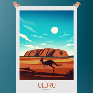 Ayers Rock / Uluru Art Print, Australia Travel Poster by Studio Inception