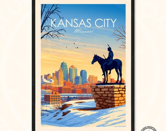 Kansas City, Missouri Art Print, stadsgezicht reisposter