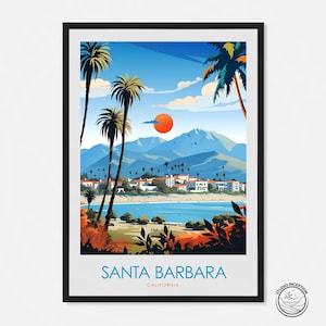 Santa Barbara Print California Travel Print Santa Barbara Decor United States Travel Art Wall Hanging Framed Travel Gift Customised Gift