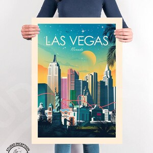 Resetavla i Las Vegas med Frihetsgudinnan i Nevada, konstavla, resetavla, reseposter, väggkonst bild 3