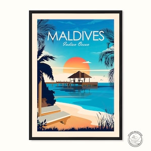 Póster de Maldivas - Impresión de Maldivas - Arte de Maldivas - Impresión de viaje a Maldivas - Arte mural - Regalo de viaje de Studio Inception