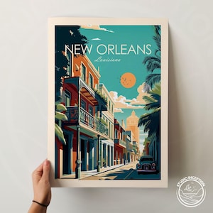 New Orleans Traditional Travel Print Louisiana Wall Art United States Poster New Orleans Gift Custom Travel Art Prints image 3